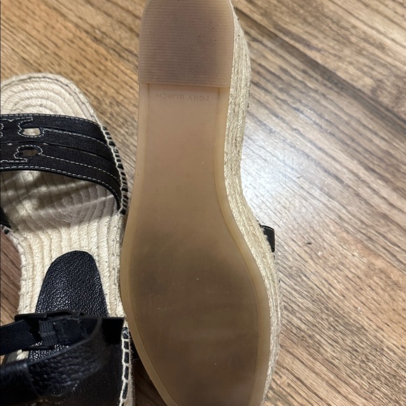 Tory Burch Women's INES Cage Wedge Espadrilles size 8M sandals platform black - Picture 8 of 11